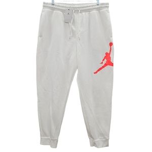 NWT Nike Air Jordan Fleece Joggers Mens Size 2XL White Orange Jumpman Drawstring